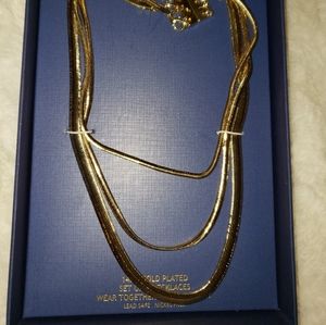 NWT/NIB House of Harlow 1960 14 kt. Gold Plated Layered Necklaces